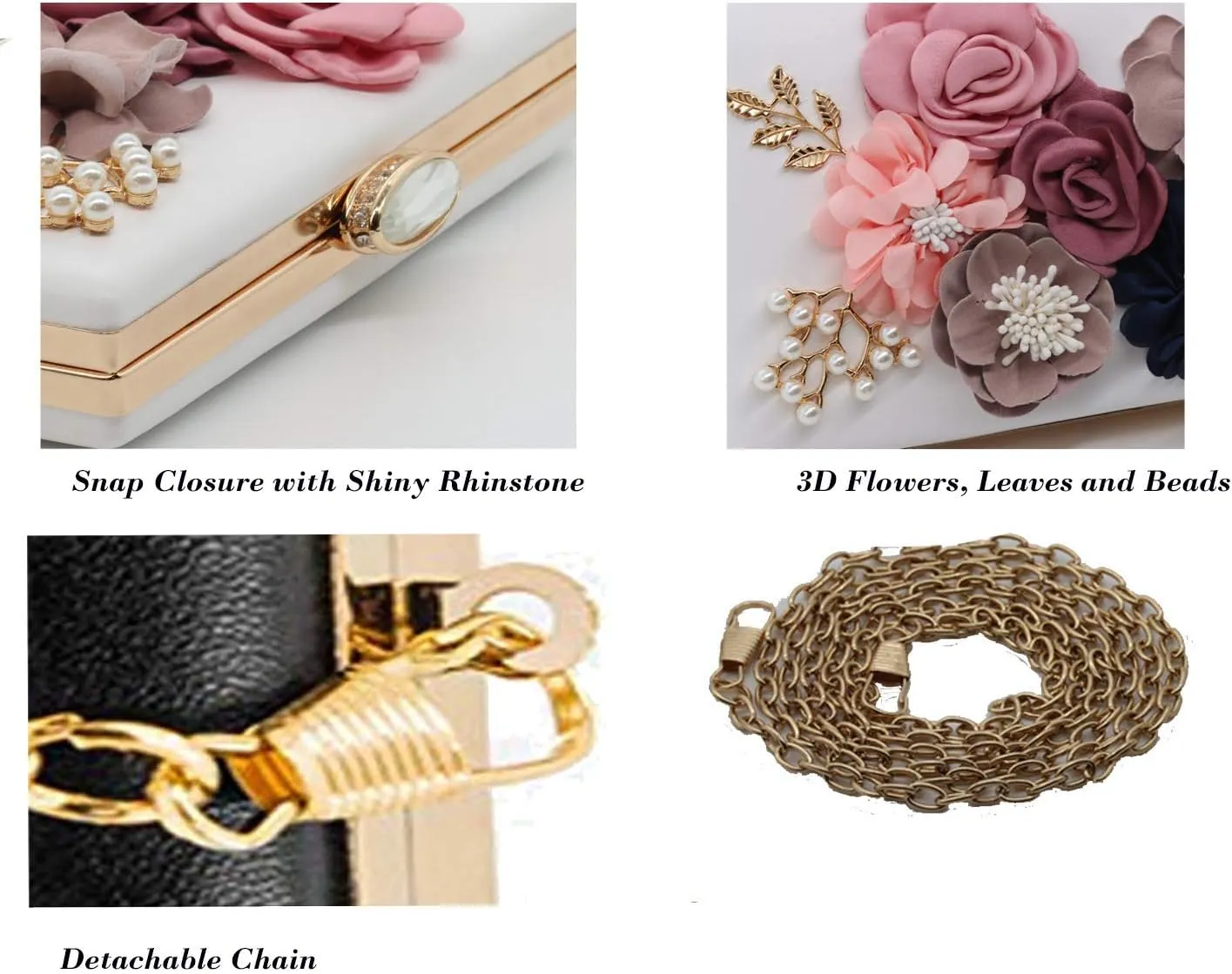 Amaze Flower Clutch Purse for Women Floral Evening Bags for Wedding Bride Formal Party
