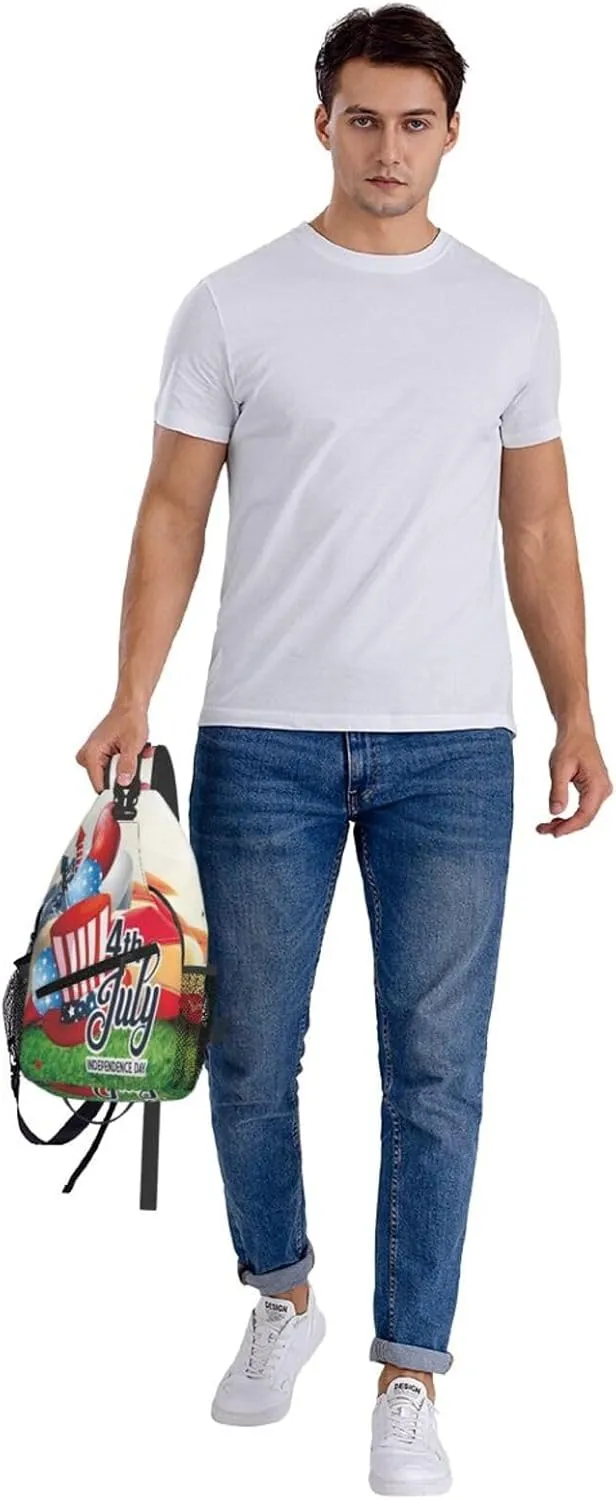 American Celebrate Crossbody Sling Bag Chest Bags Casual Shoulder Backpack Sport Fanny Pack Gym Diagonally Daypack with Adjustable Strap for Running