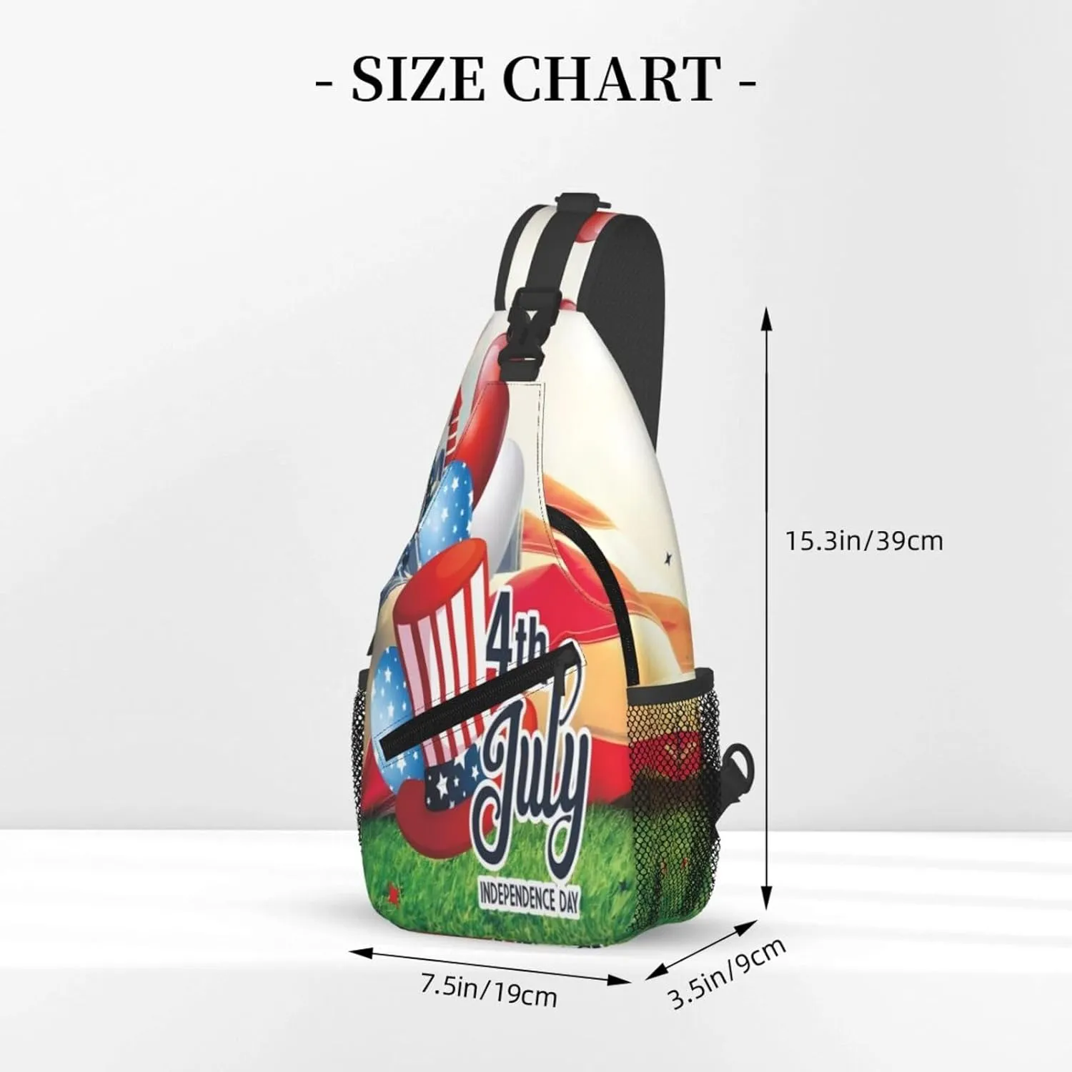 American Celebrate Crossbody Sling Bag Chest Bags Casual Shoulder Backpack Sport Fanny Pack Gym Diagonally Daypack with Adjustable Strap for Running