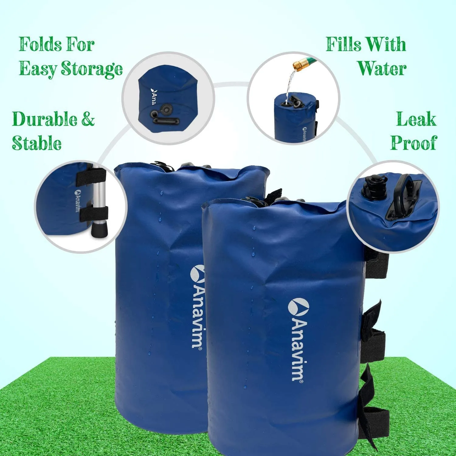 Anavim Canopy Water Weights Bag, Leg Weights for Pop up Canopy 4pcs-Pack Blue