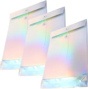 Angoily Organize Documents Style 3pcs Holographic Paper File Folders Envelope File Bag for Tax Contracts