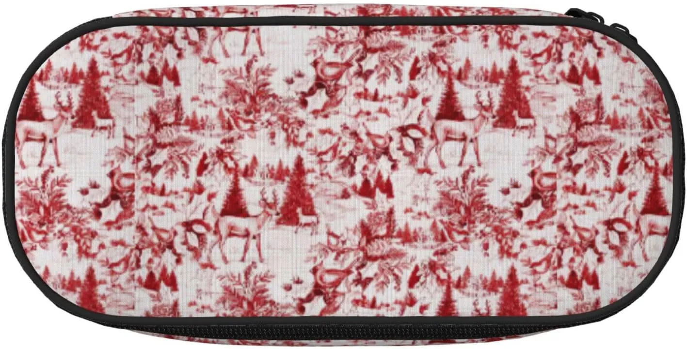 Animal Wilderness Bear Deer Print Travel Friendly Pen Pouch Pencil Bag Zipper Stationery Makeup Tool Office Supplies