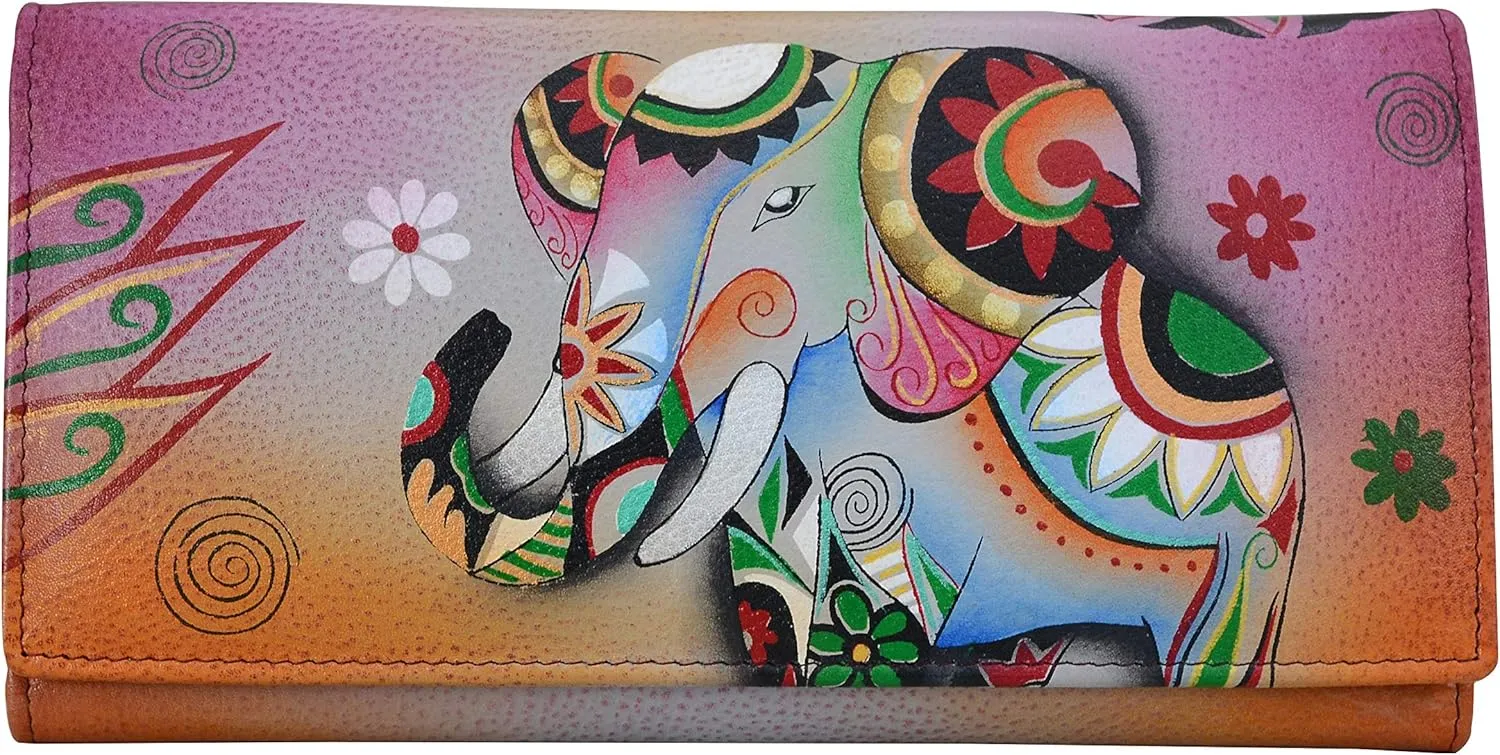 Anna by Anuschka Women's Hand Painted Genuine Leather Multi Pocket Wallet