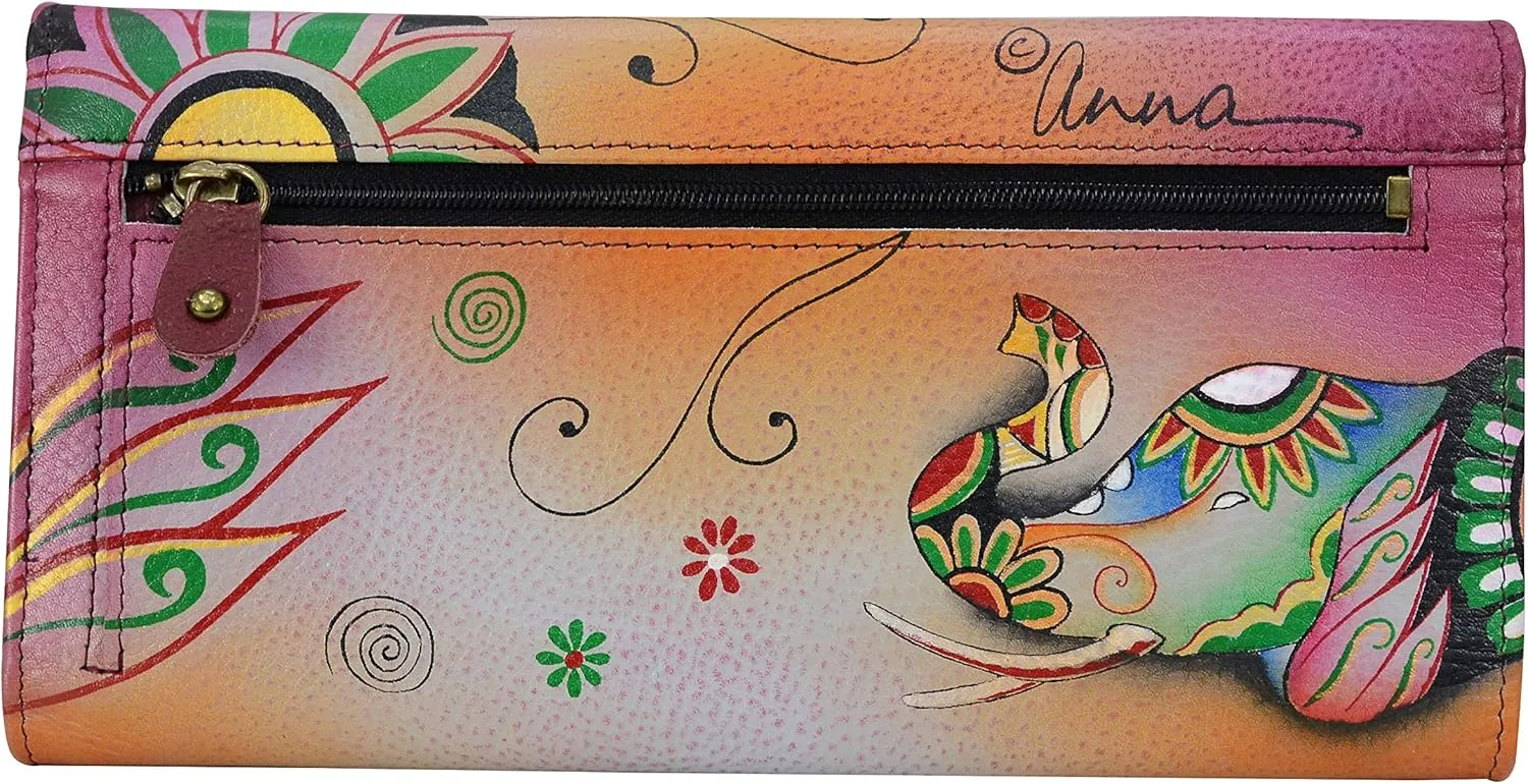 Anna by Anuschka Women's Hand Painted Genuine Leather Multi Pocket Wallet