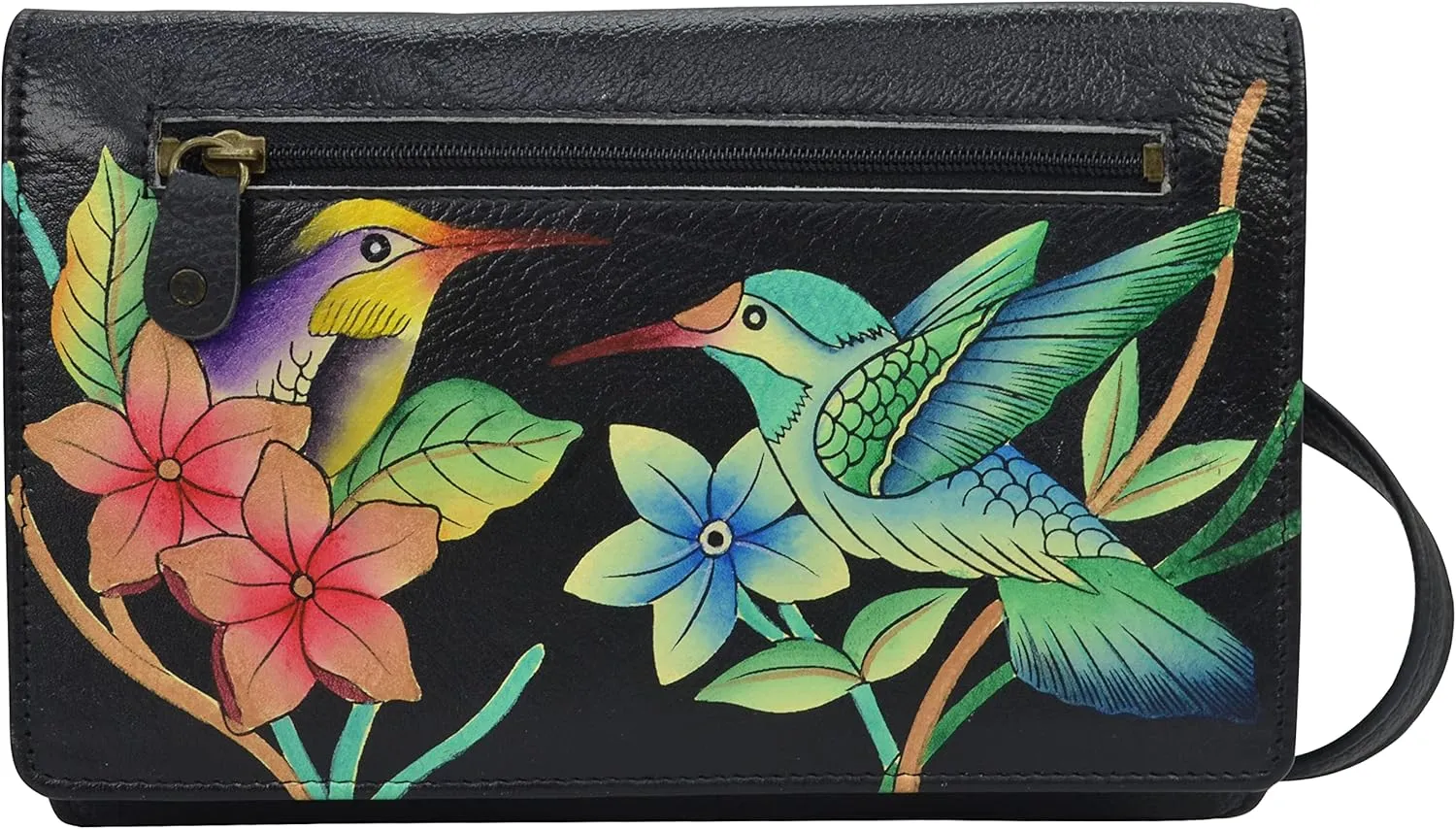 Anna by Anuschka Women’s Hand-Painted Genuine Leather Organizer Wallet On a String