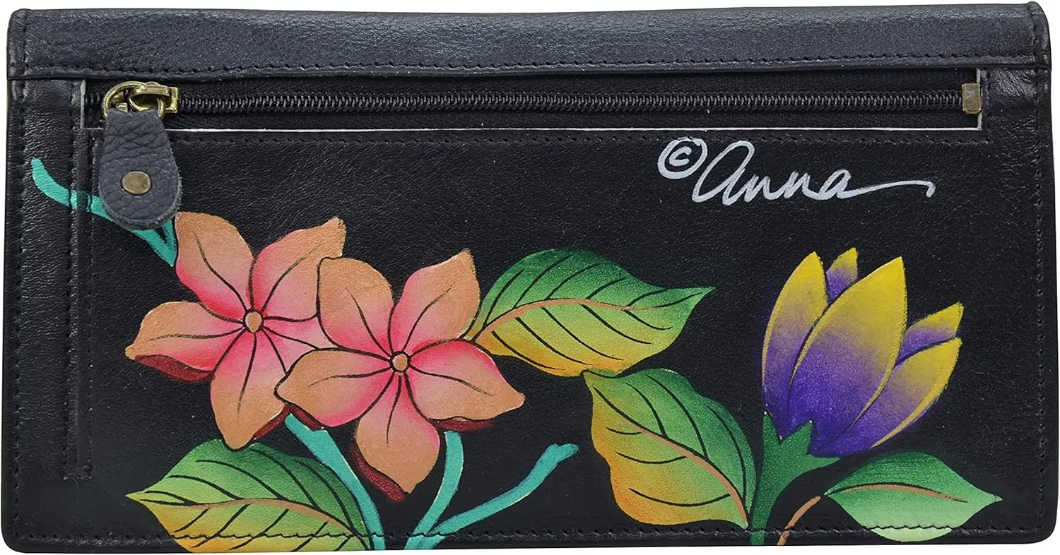 Anna by Anuschka Women's Hand Painted Leather Two-fold Clutch Wallet