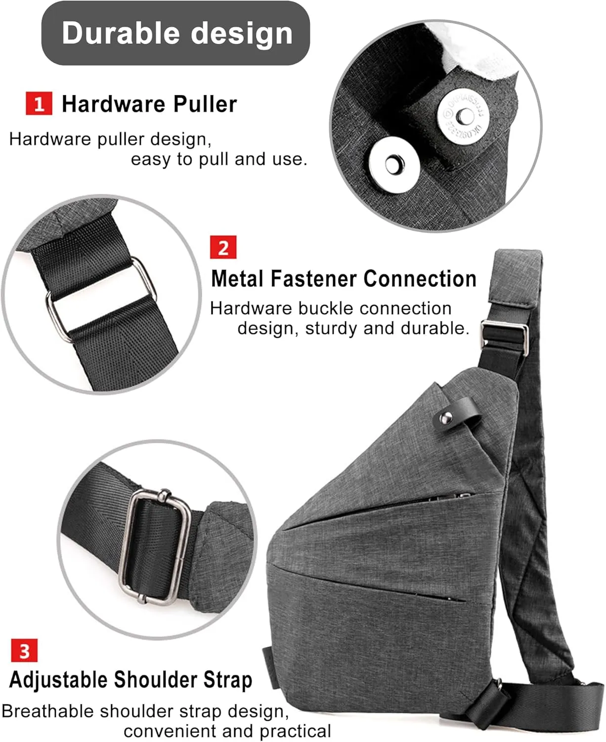 Anti Theft Travel Bag,Slim Sling Bag, Crossbody Purse Bags for Women Men