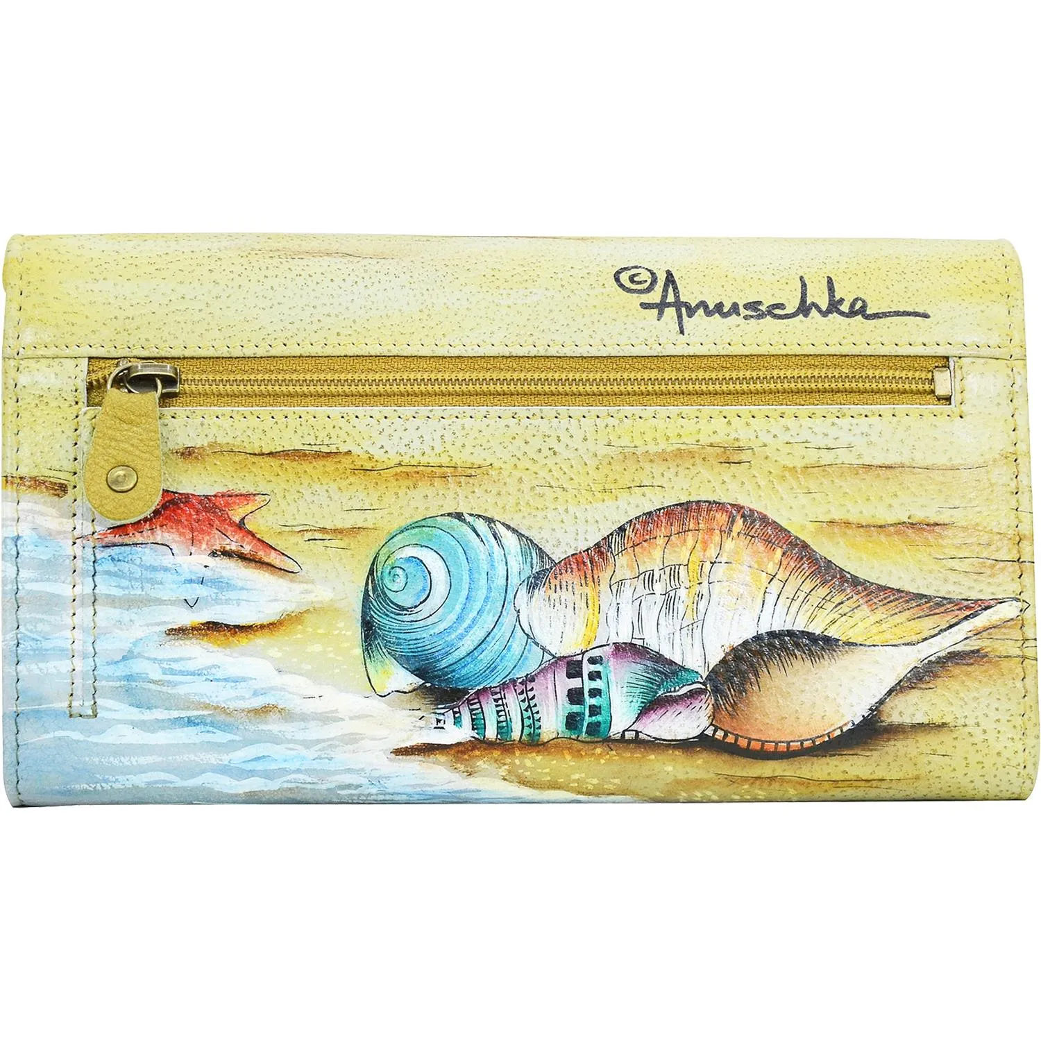 Anuschka RFID Blocking Accordion Flap Wallet Gift Of The Sea Leather