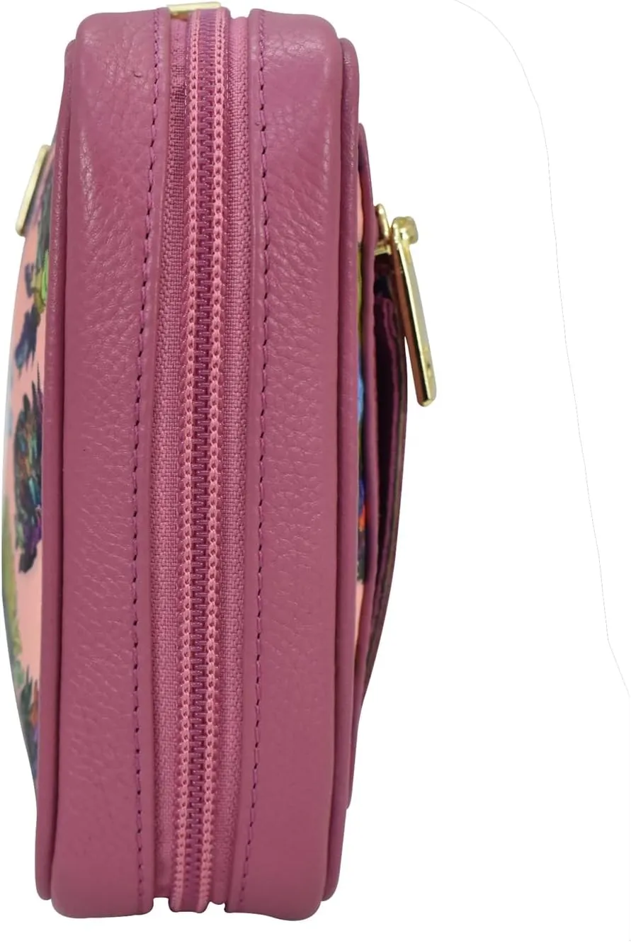 Anuschka Travel Jewellery Organizer - Wanderlust Collection - Nylon Fabric with Genuine Leather Trim and Artwork Print