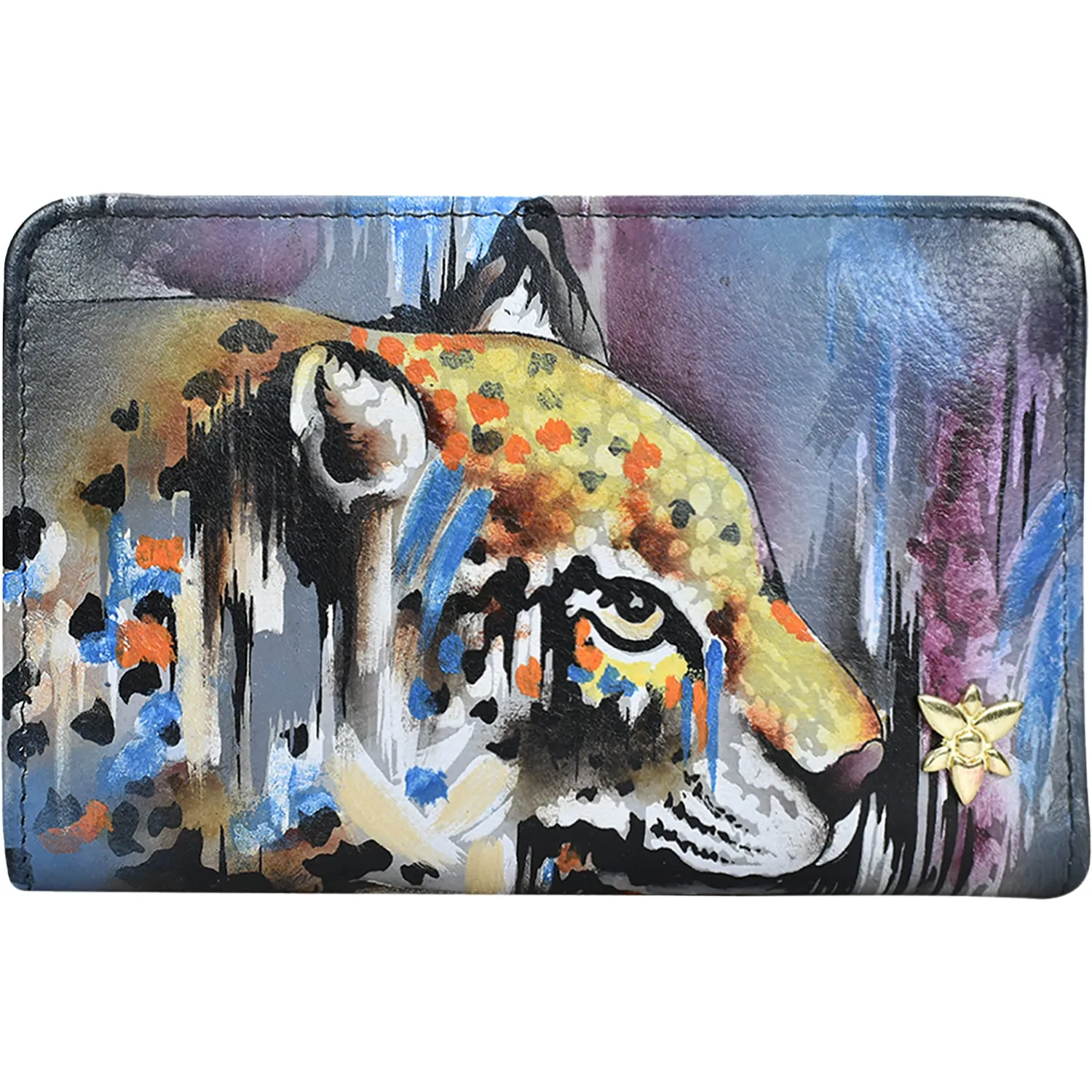 Anuschka Two Fold RFID Wallet Abstract Leopard Leather