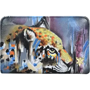 Anuschka Two Fold RFID Wallet Abstract Leopard Leather
