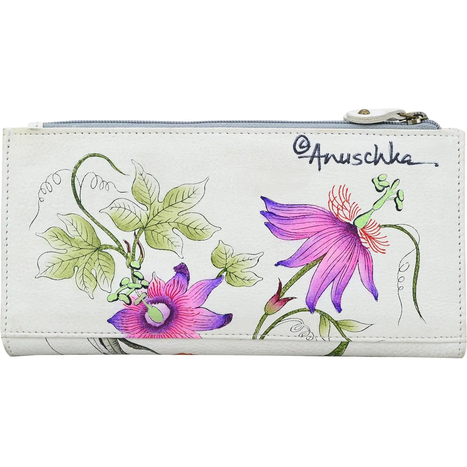 Anuschka Two Fold Wallet Himalayan Bird Leather