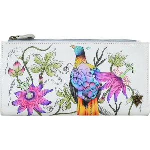 Anuschka Two Fold Wallet Himalayan Bird Leather