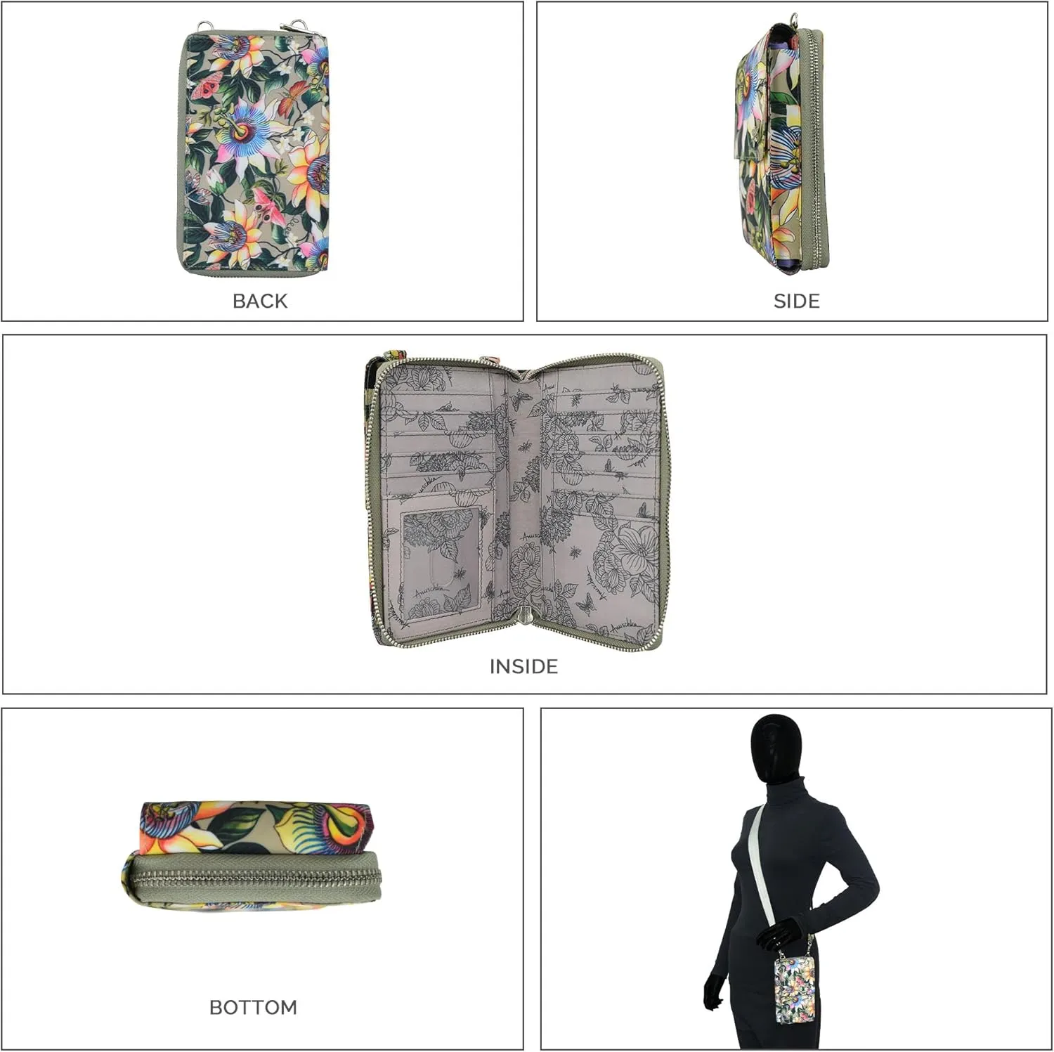 Anuschka Wanderlust Luxe Fabric Collection Women's Vegan Phone Organizer Wallet