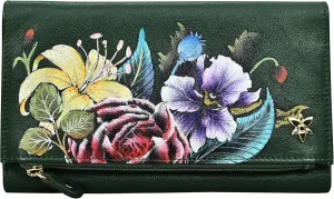 Anuschka Women's Handpainted Leather Three Fold Clutch-Flamboyant Flmingos