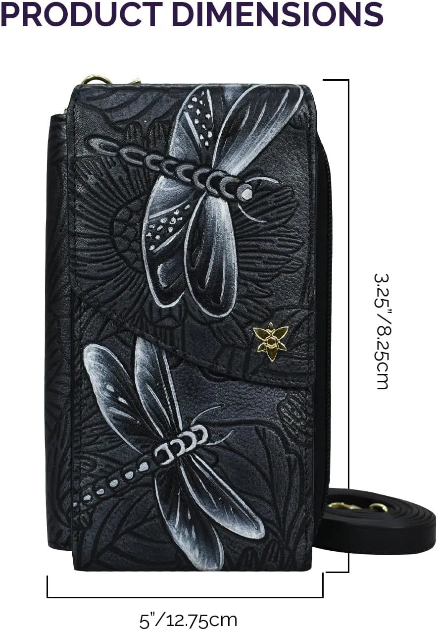 Anuschka Women's Original Hand-Painted Genuine Leather Crossbody Phone Case