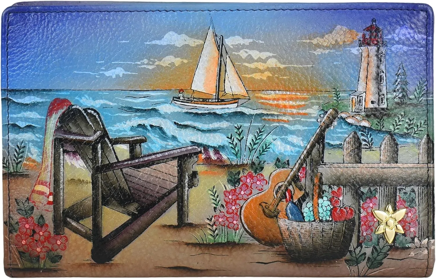 Anuschka Women's Original Hand-Painted Genuine Leather Two Fold Wallet