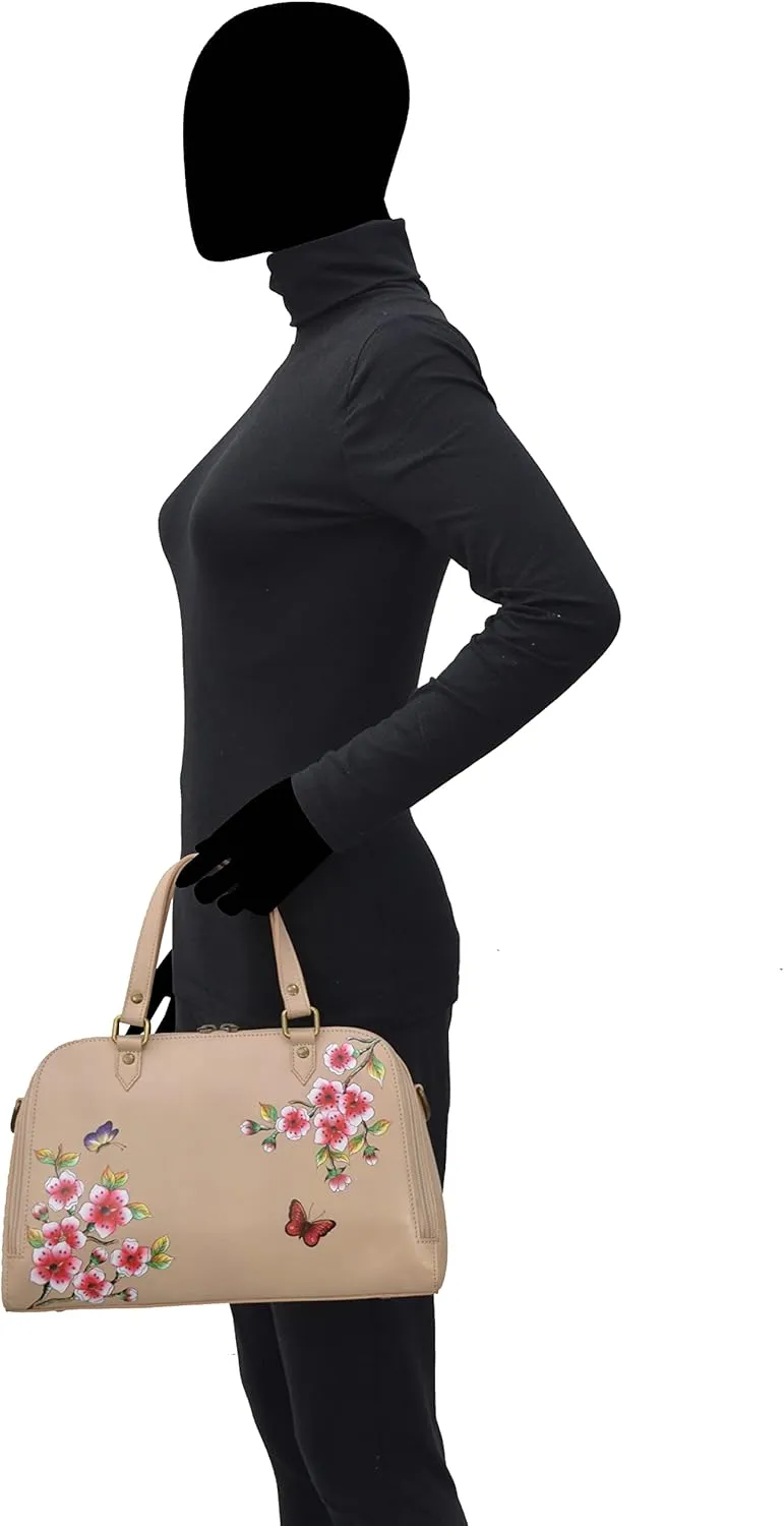 Anuschka Women's Original Hand-Painted Genuine Leather Wide Organizer Satchel