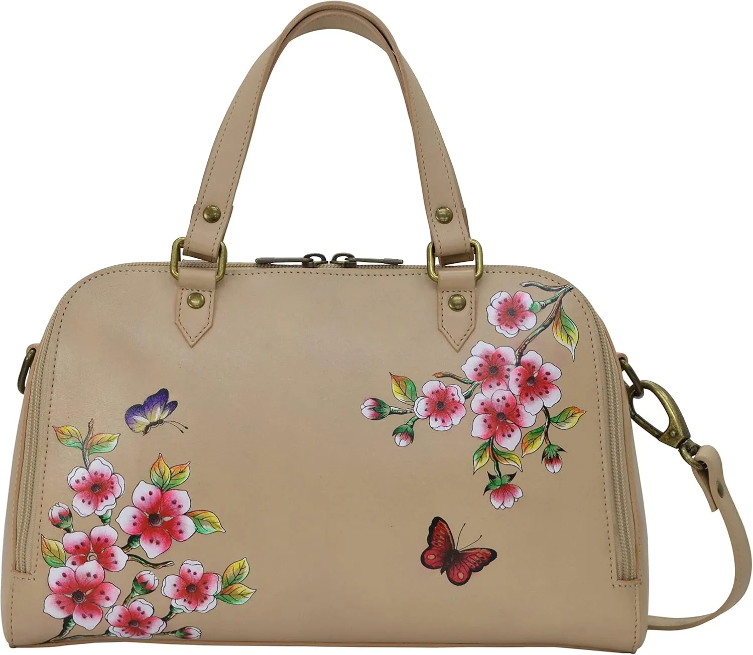 Anuschka Women's Original Hand-Painted Genuine Leather Wide Organizer Satchel