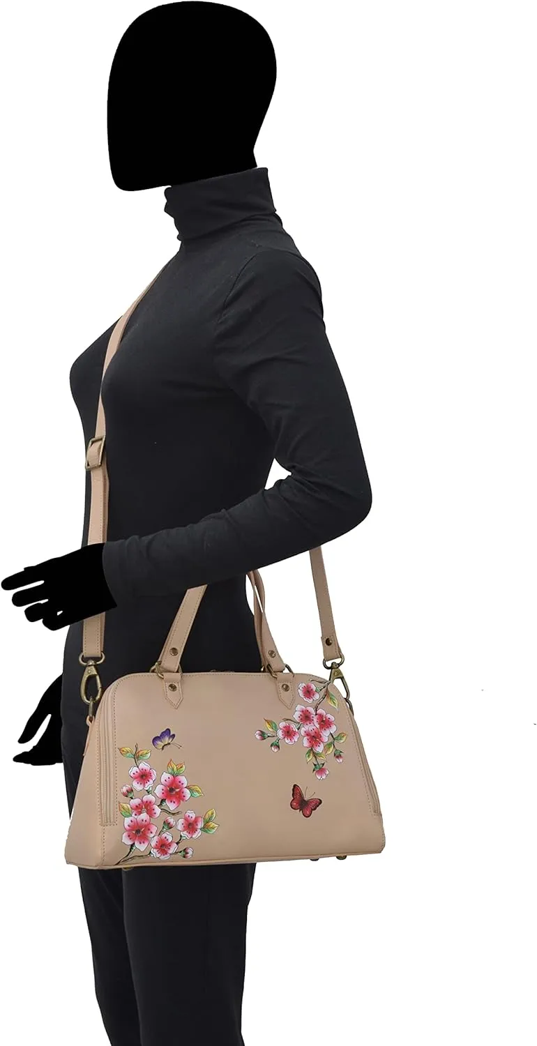 Anuschka Women's Original Hand-Painted Genuine Leather Wide Organizer Satchel