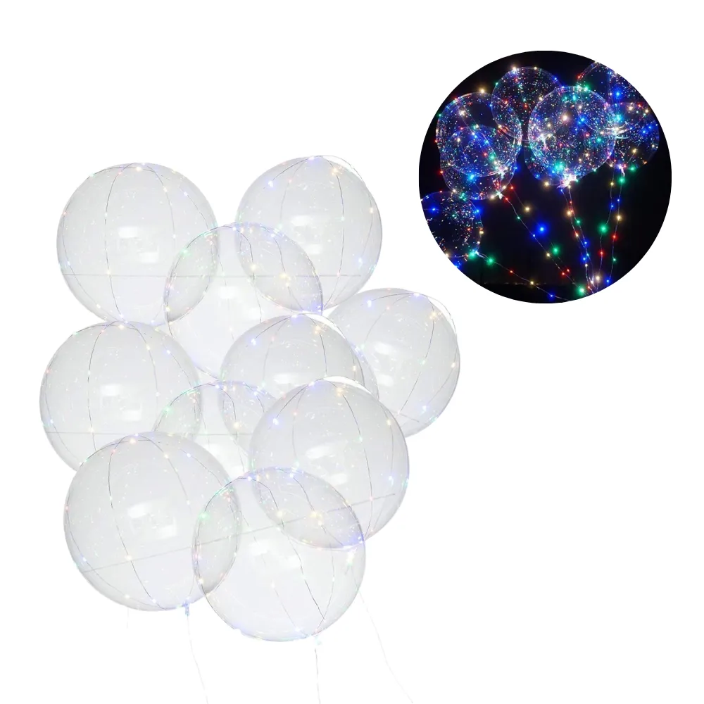 ANYPARTY Balloons 10Pcs Transparent Multicolor 3M LED String Lights Party Decor