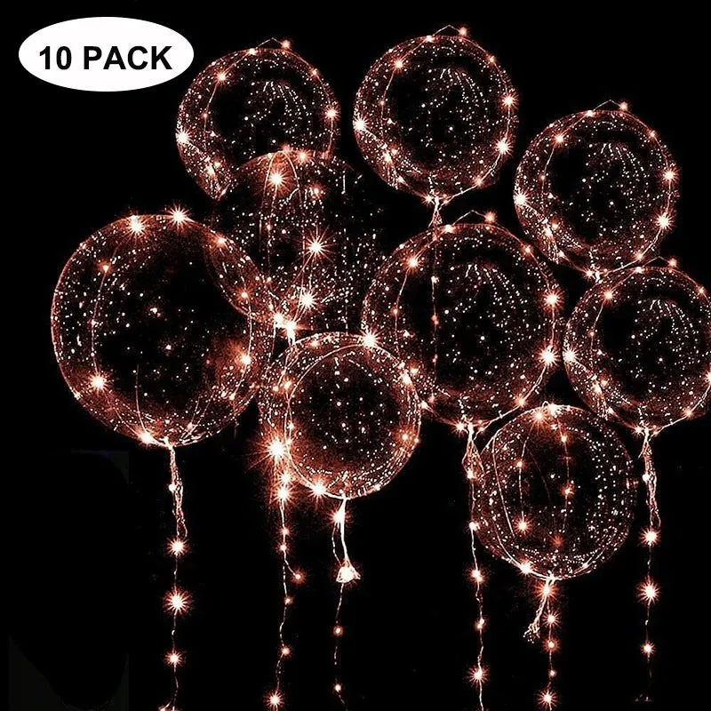 ANYPARTY Balloons 10Pcs Transparent Warm White 3M LED String Lights Party Decor