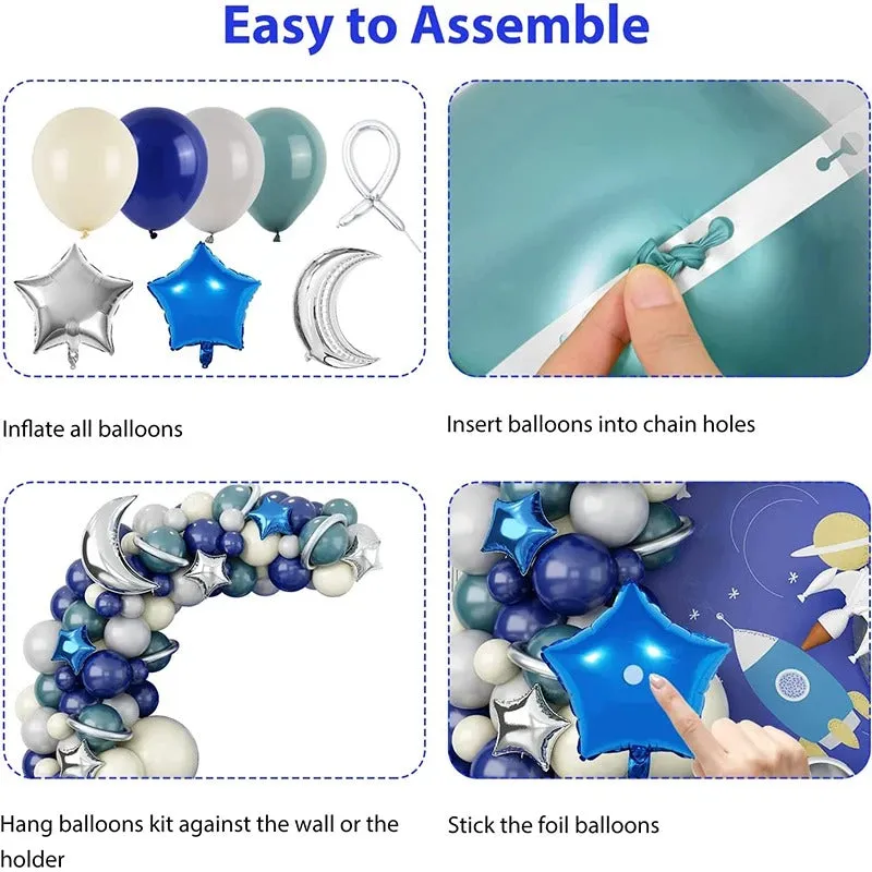 ANYPARTY Balloons 124Pcs Latex Astronaut Outer Space Theme Party Decor