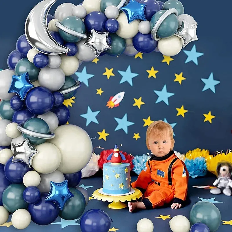 ANYPARTY Balloons 124Pcs Latex Astronaut Outer Space Theme Party Decor