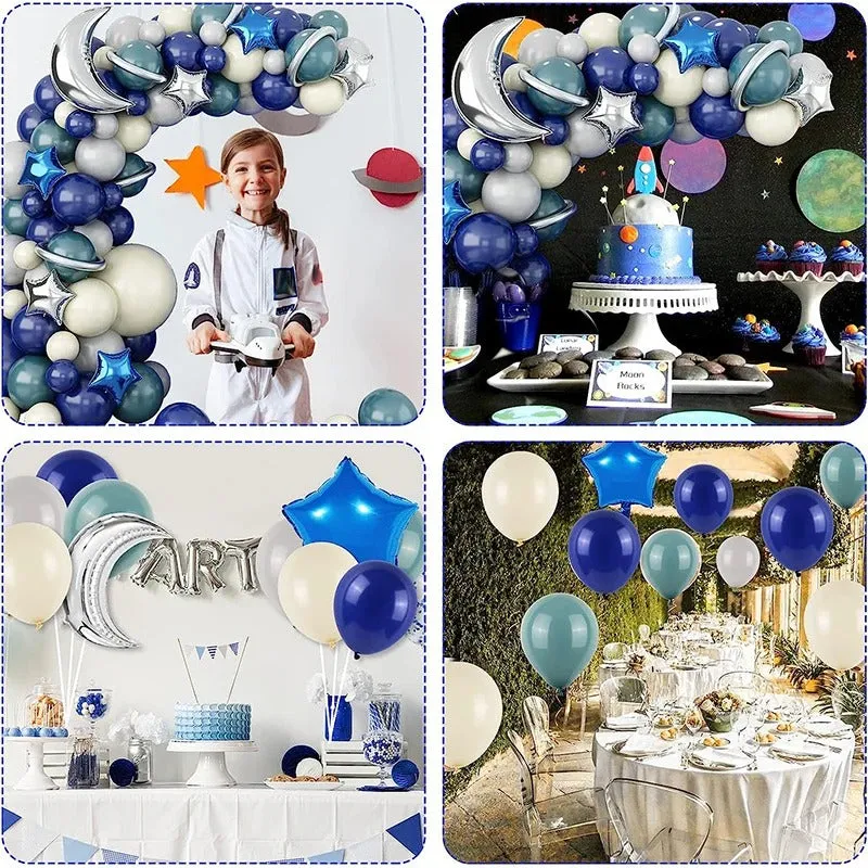 ANYPARTY Balloons 124Pcs Latex Astronaut Outer Space Theme Party Decor