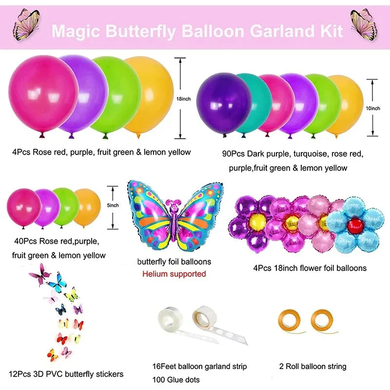 ANYPARTY Balloons 155Pcs Latex Butterfly Flower Theme Party Decor