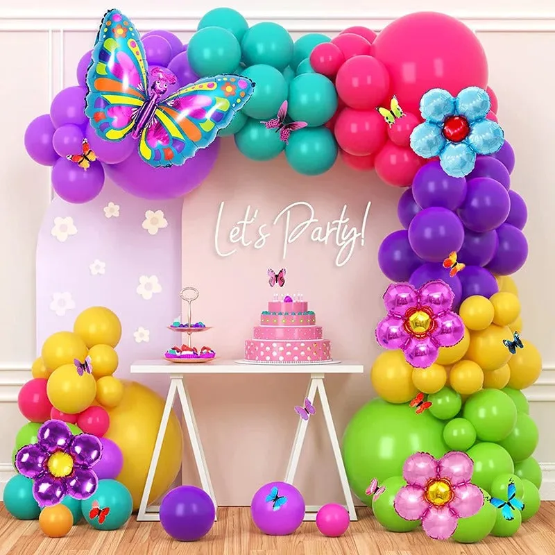 ANYPARTY Balloons 155Pcs Latex Butterfly Flower Theme Party Decor