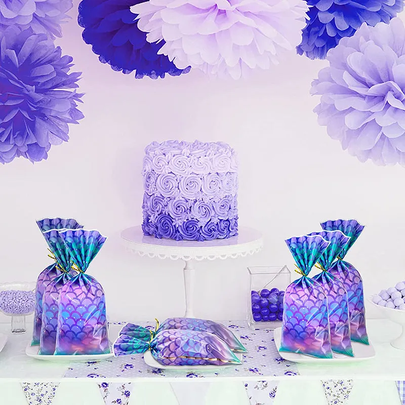 ANYPARTY Party Treat Bags 100Pcs Mermaid Scale Design Plastic Pouches