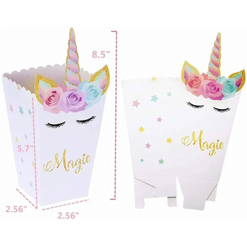ANYPARTY Party Treat Bags White 10Pcs Box Unicorn Paper Pouches