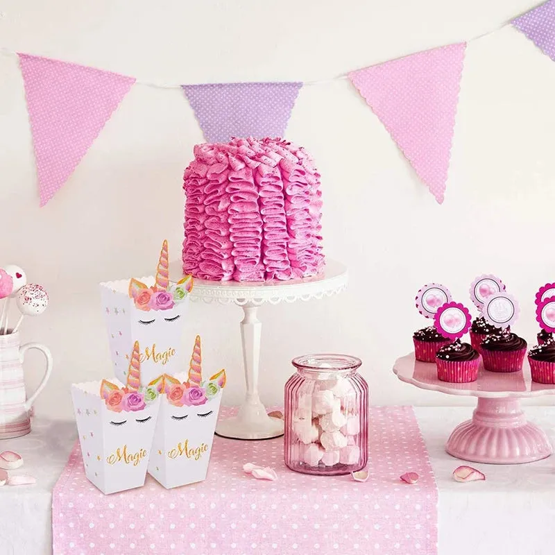 ANYPARTY Party Treat Bags White 10Pcs Box Unicorn Paper Pouches