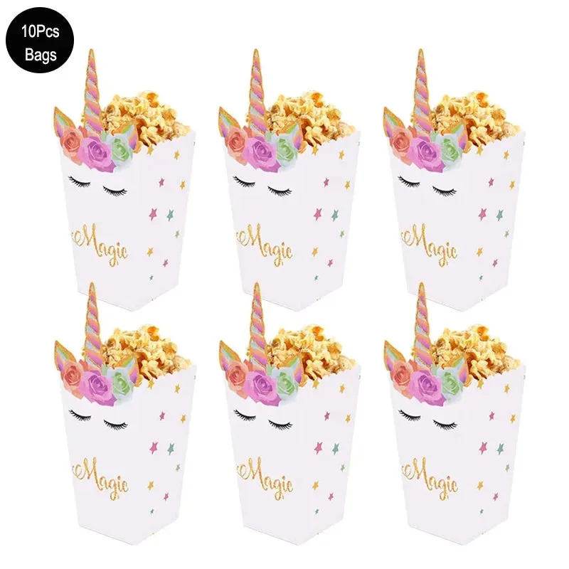 ANYPARTY Party Treat Bags White 10Pcs Box Unicorn Paper Pouches