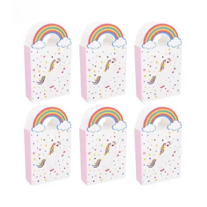 ANYPARTY Party Treat Bags White 10Pcs With Rainbow Handle Unicorn Print Paper Pouches