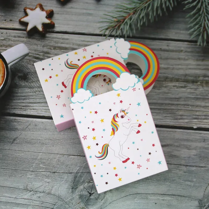 ANYPARTY Party Treat Bags White 10Pcs With Rainbow Handle Unicorn Print Paper Pouches