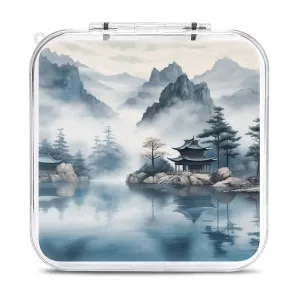 Asian Landscape Painting Switch Game Case Switch Game Holder Cartridge Case Storage 12 Games & 2 Micro Sd Card Slots, Travel Carry Cases, Portable Games Card Storage, Hard Shell, Buckle Closure