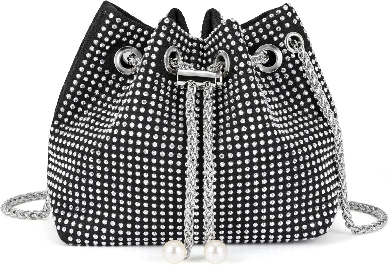 Ayliss Women Crossbody Clutch Purses Sparkly Evening Bags Drawstring Glitter Pearl Crossbody Handbag Party Prom Wedding
