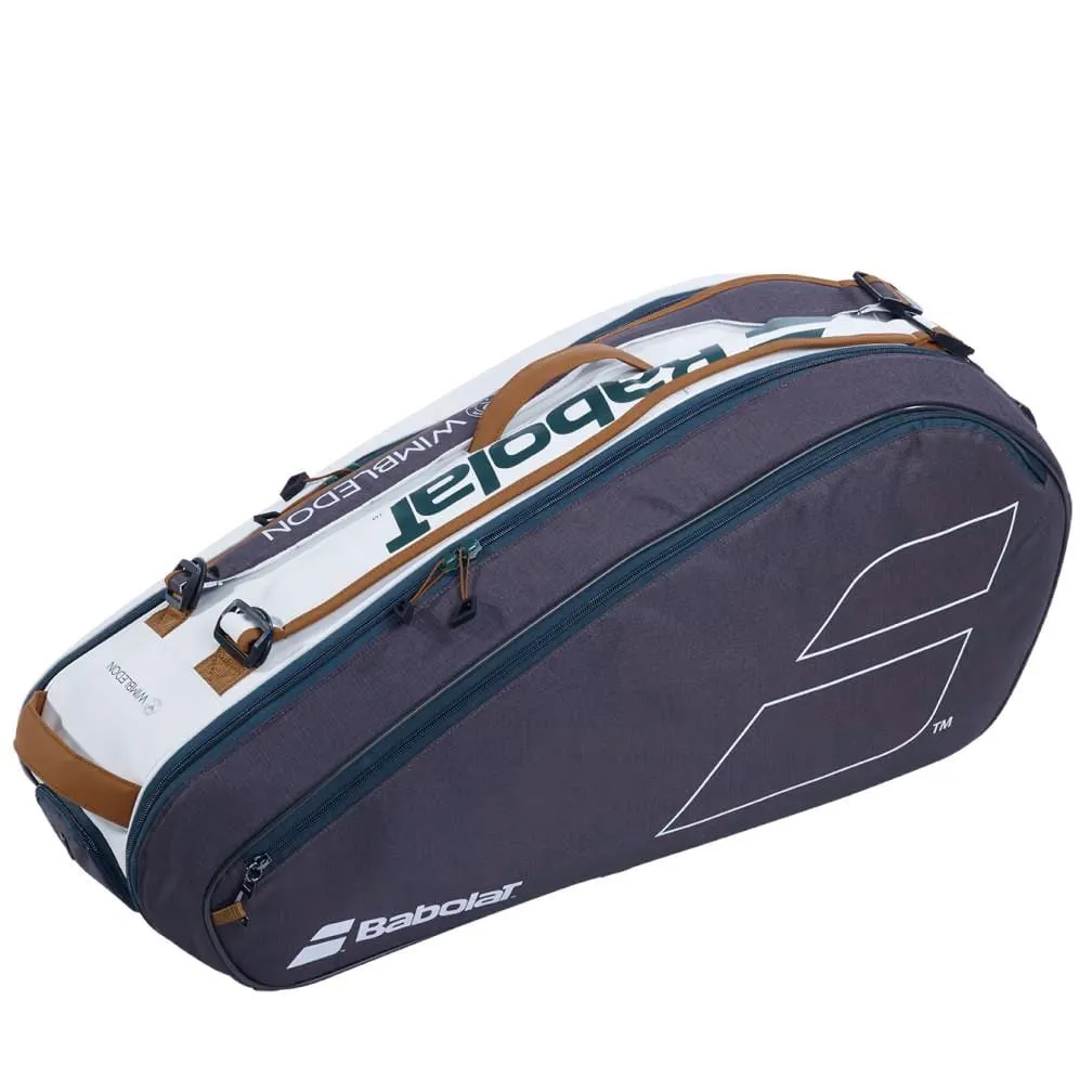 Babolat RH6 Pure Wimbledon 6 Racket Tennis Bag - White / Grey