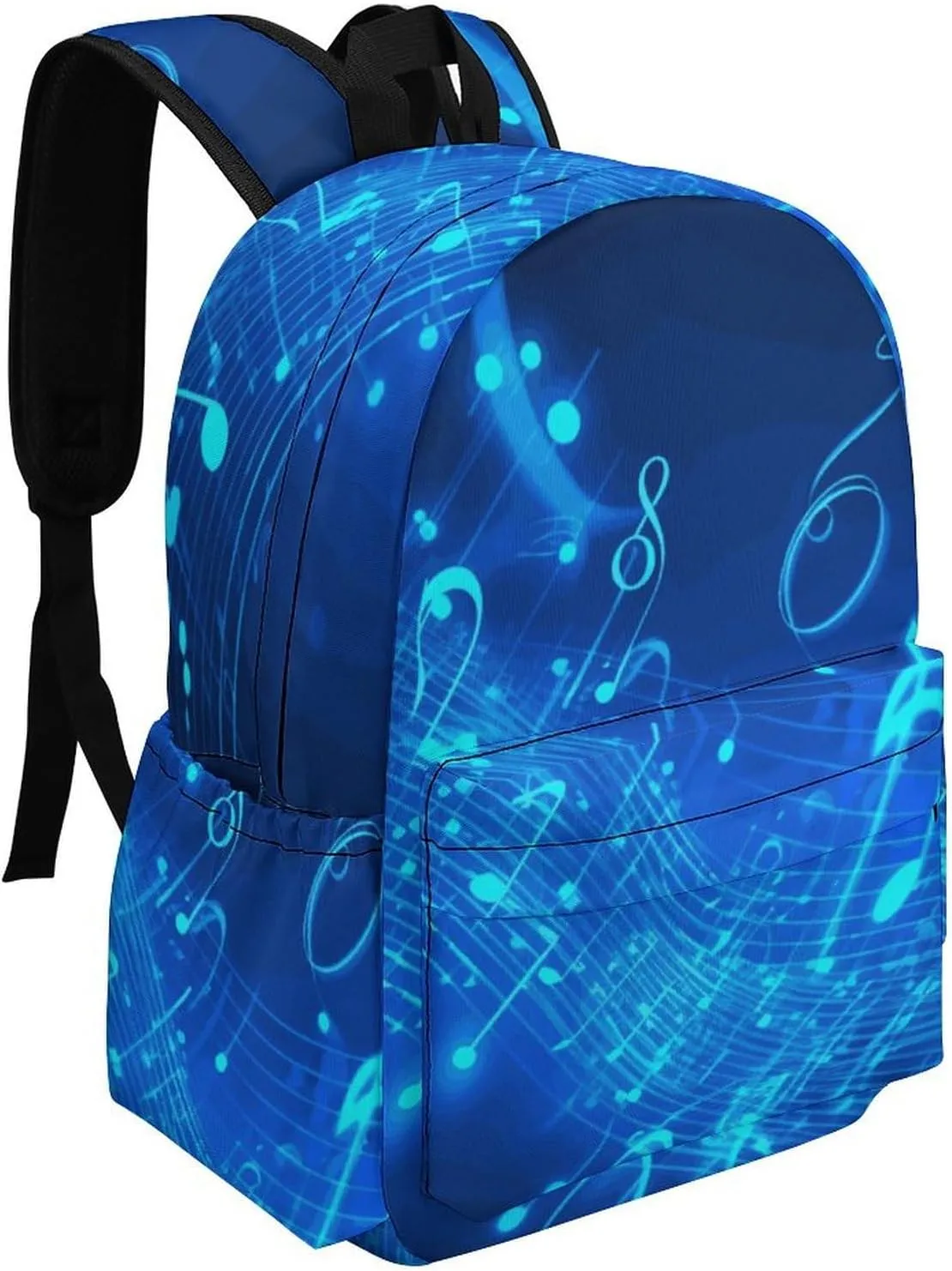 Backpack for Men Women Daypack Waterproof Blue Musical Notes Computer Bag Business Work Bag for Travel, 42x30x15cm