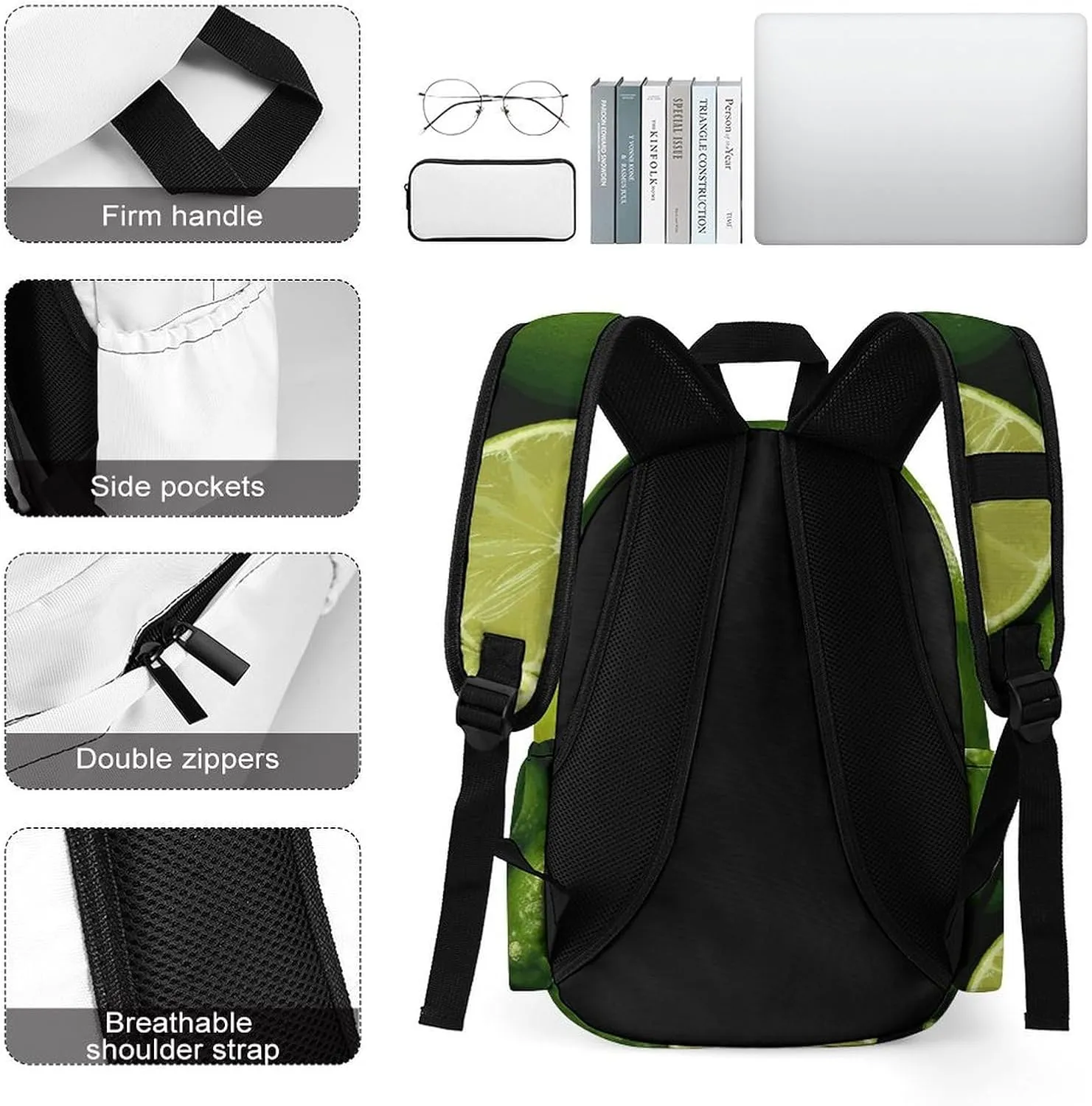 Backpack for Men Women Daypack Waterproof Fresh Green Lime Computer Bag Business Work Bag for Travel