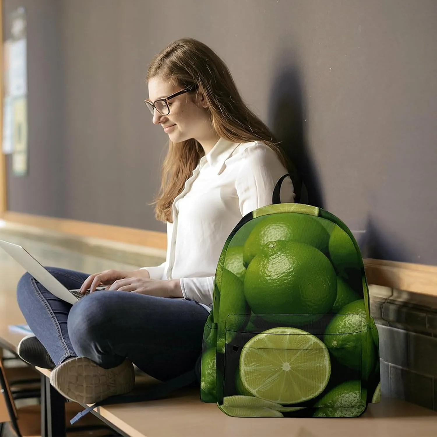 Backpack for Men Women Daypack Waterproof Fresh Green Lime Computer Bag Business Work Bag for Travel