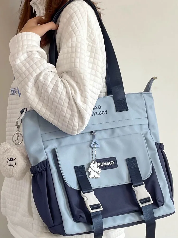 Bag Female College Student Shoulder Bag Casual Canvas Tuition Bag