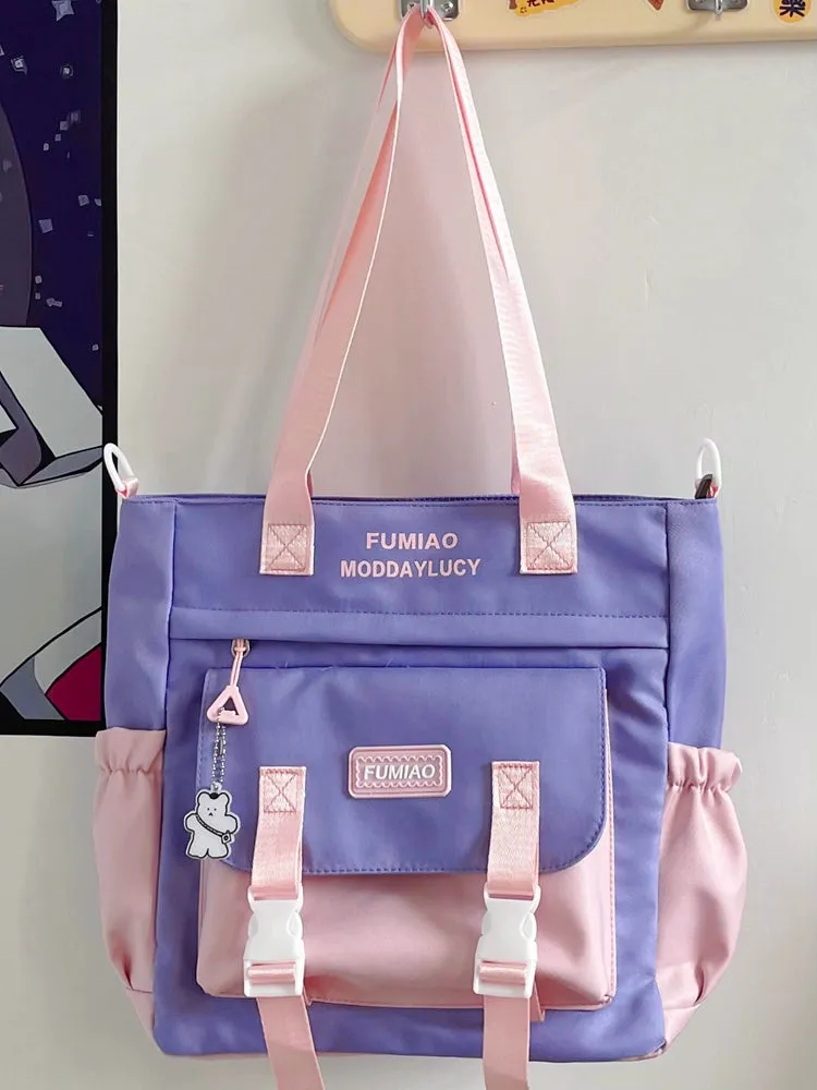 Bag Female College Student Shoulder Bag Casual Canvas Tuition Bag