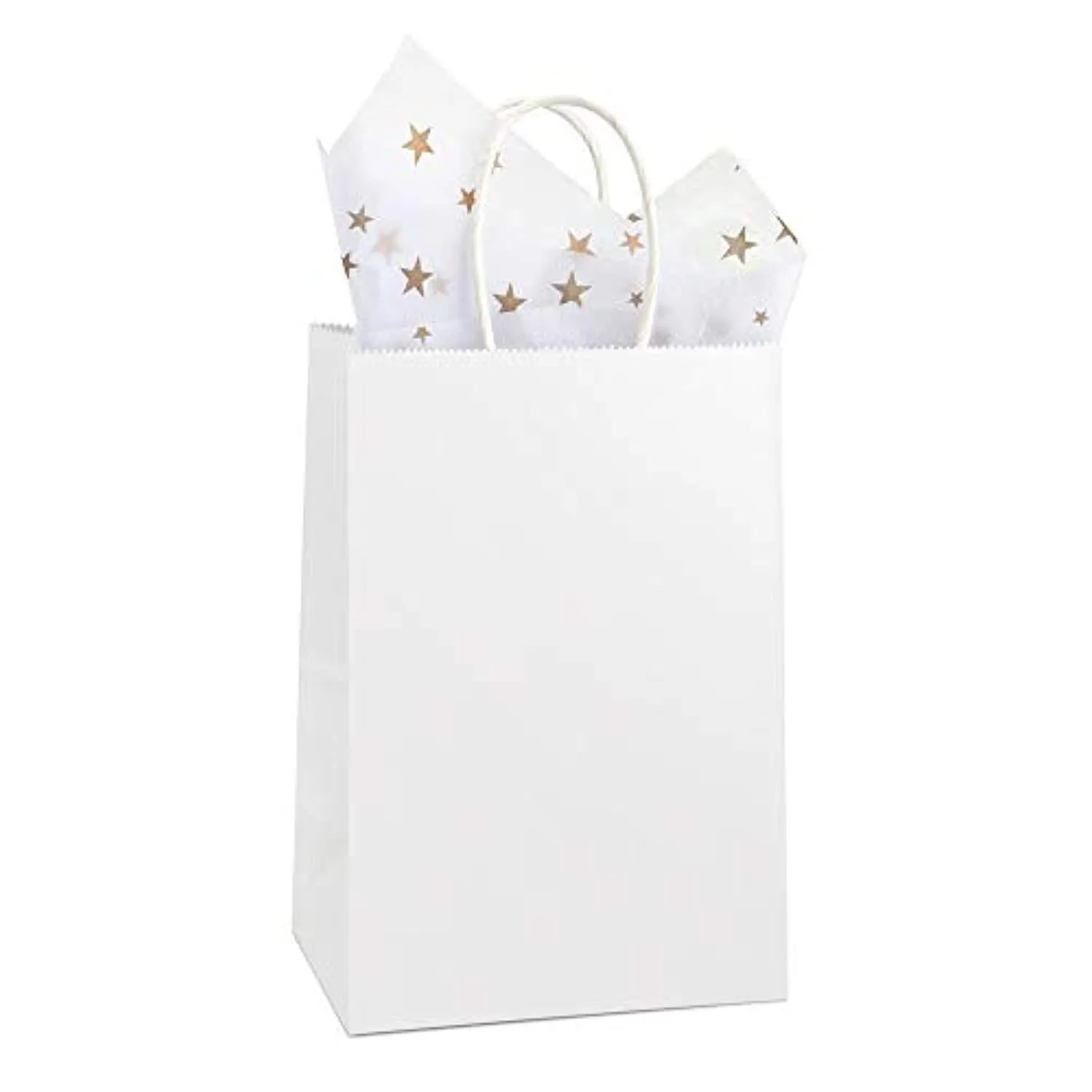 BagDream Small Kraft Paper Bags 50Pcs 5.25"x3.75"x8", Party Bags, Shopping Bag, Kraft Bags, White Bags with Handles