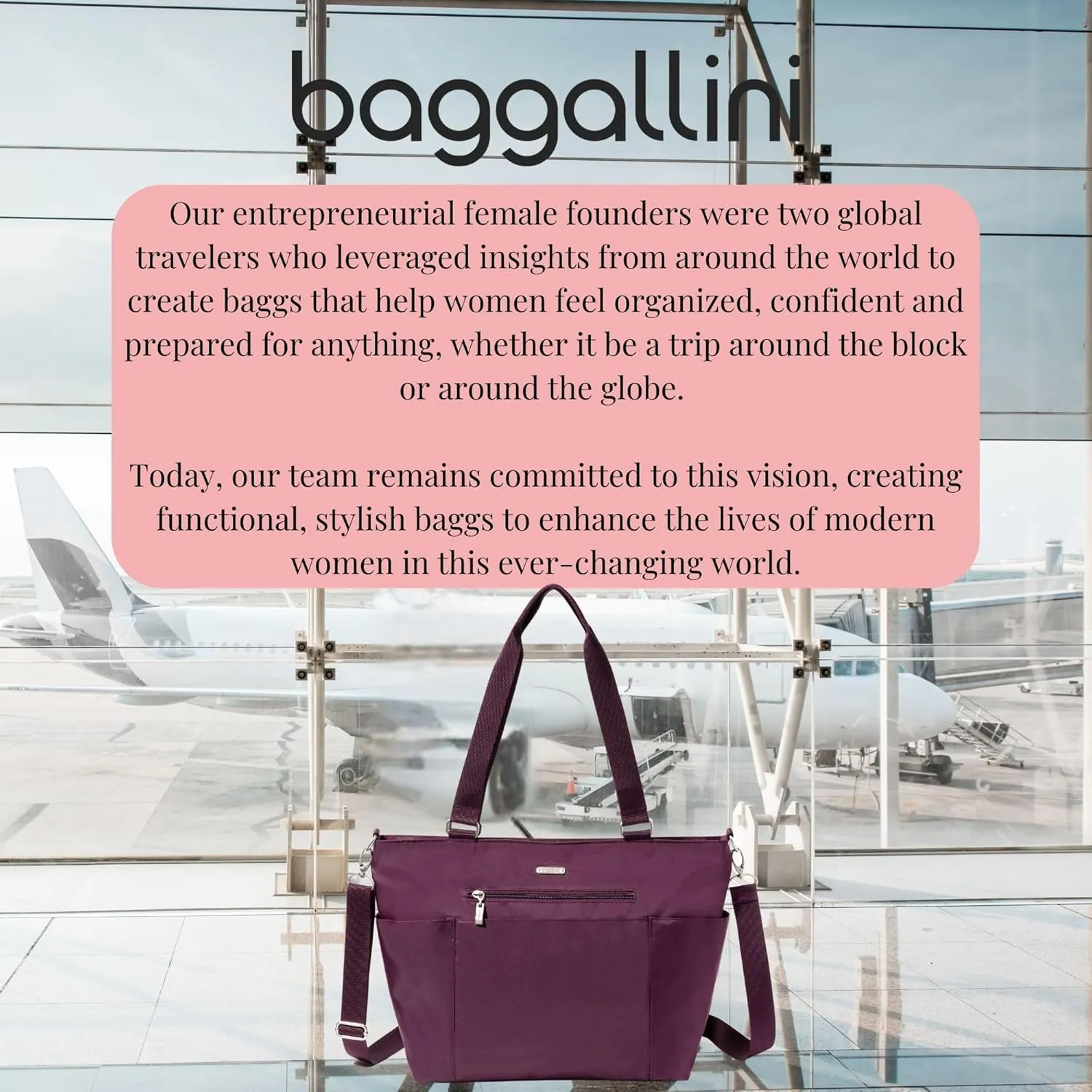 Baggallini Essential Laptop Tote - Work Tote Bag with Laptop Sleeve - Lightweight Travel Crossbody Shoulder Bag for Women