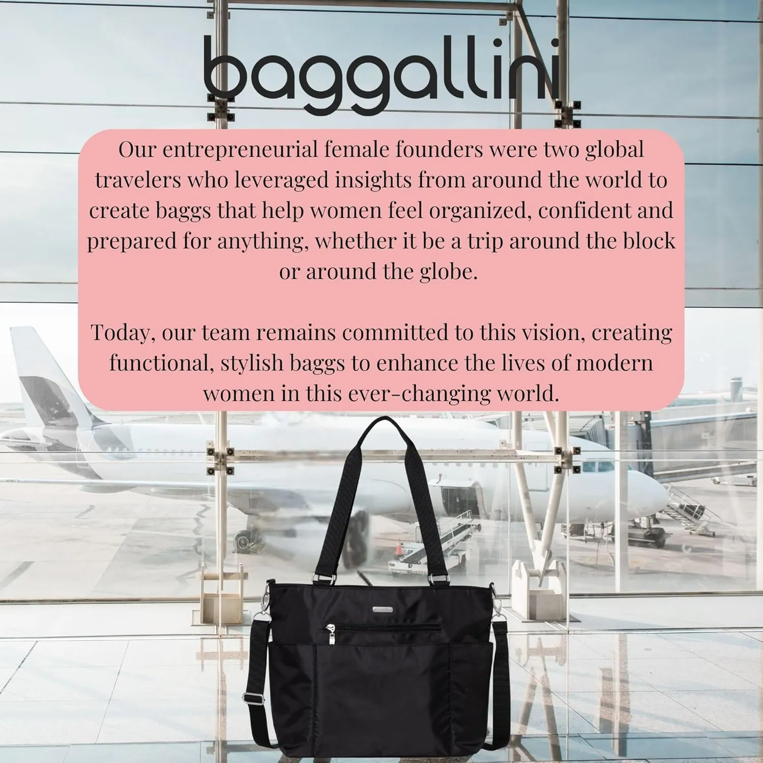 Baggallini Essential Laptop Tote - Work Tote Bag with Laptop Sleeve - Lightweight Travel Crossbody Shoulder Bag for Women