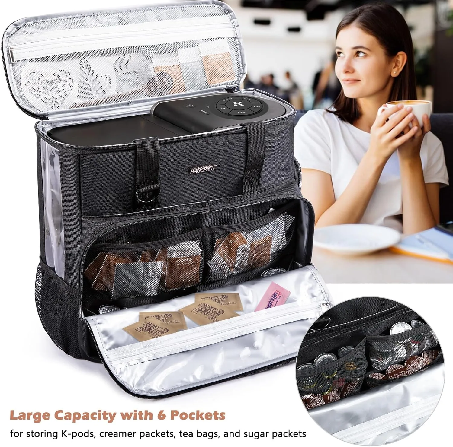 BAGSPRITE Coffee Maker Travel Bag For Keurig K-Slim, Keurig Coffee Maker, Single Serve Coffee Brewer Carrying Case