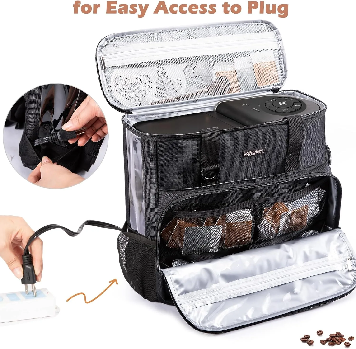 BAGSPRITE Coffee Maker Travel Bag For Keurig K-Slim, Keurig Coffee Maker, Single Serve Coffee Brewer Carrying Case